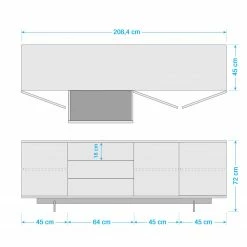 Eva Padberg Collection Sideboard Payara - Echtholzfurnier - Walnuss / Anthrazit -Möbel Verkäufe 2024 1000007105 201015 10382700001 SKETCH DETAILS P000000001000007105 sketch