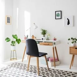 Mørteens Schreibtisch Lewin - Eiche teilmassiv - Weiß / Eiche -Möbel Verkäufe 2024 1000008545 190618 10011400002 MOOD GALLERYIMAGES P000000001000008545 mood