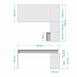 Loftscape Schreibtisch Nestor - Hochglanz Weiß/Eiche San Remo Dekor -Möbel Verkäufe 2024 1000021858 181029 09511901 GALLERYIMAGES P000000001000021858