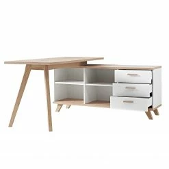 Germania Eckschreibtisch Neston - Matt Weiß / Eiche Sanremo Dekor -Möbel Verkäufe 2024 1000039246 200520 15303600005 DETAILS P000000001000039246