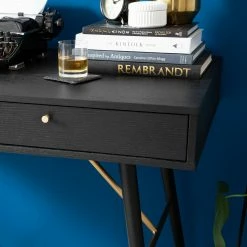 Studio Copenhagen Schreibtisch Moyo - Eiche teilmassiv / Metall - Matt Schwarz / Gold -Möbel Verkäufe 2024 1000123494 190315 15403300002 GALLERYIMAGES P000000001000123494