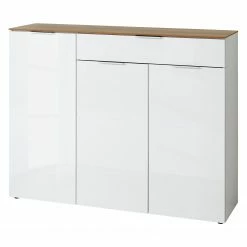Germania Sideboard Cetano - Hochglanz Weiß / Eiche Navarra Dekor - Breite: 134 cm