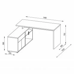 Maja Möbel Eckschreibtisch Marela - Eiche Dunkel Dekor / Hochglanz Weiß -Möbel Verkäufe 2024 1000126611 180821 10383906 GALLERYIMAGES P000000001000126611