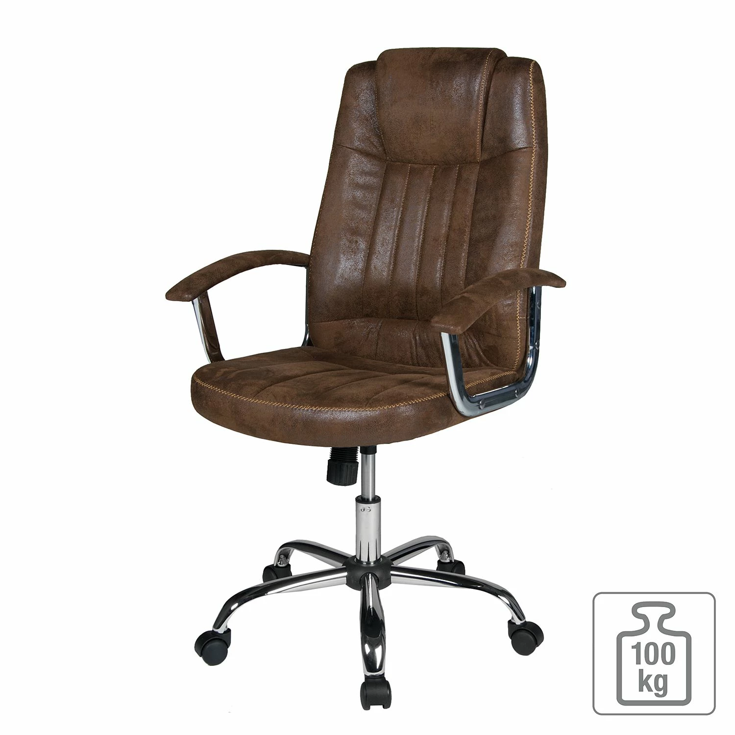 Duo Collection Chefsessel Bill - Microfaser / Metall - Vintage Braun / Chrom 4 Duo Collection Chefsessel Bill - Microfaser / Metall - Vintage Braun / Chrom – Bild 2