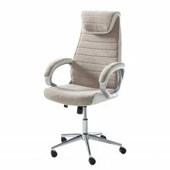 Furnitive Chefsessel Austinmer - Mikrofaser / Kunstleder - Beige / Weiß