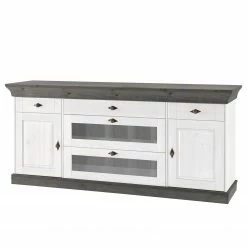 Maison Belfort Sideboard Bergen II - Kiefer massiv - Kiefer Weiß / Kiefer Grau