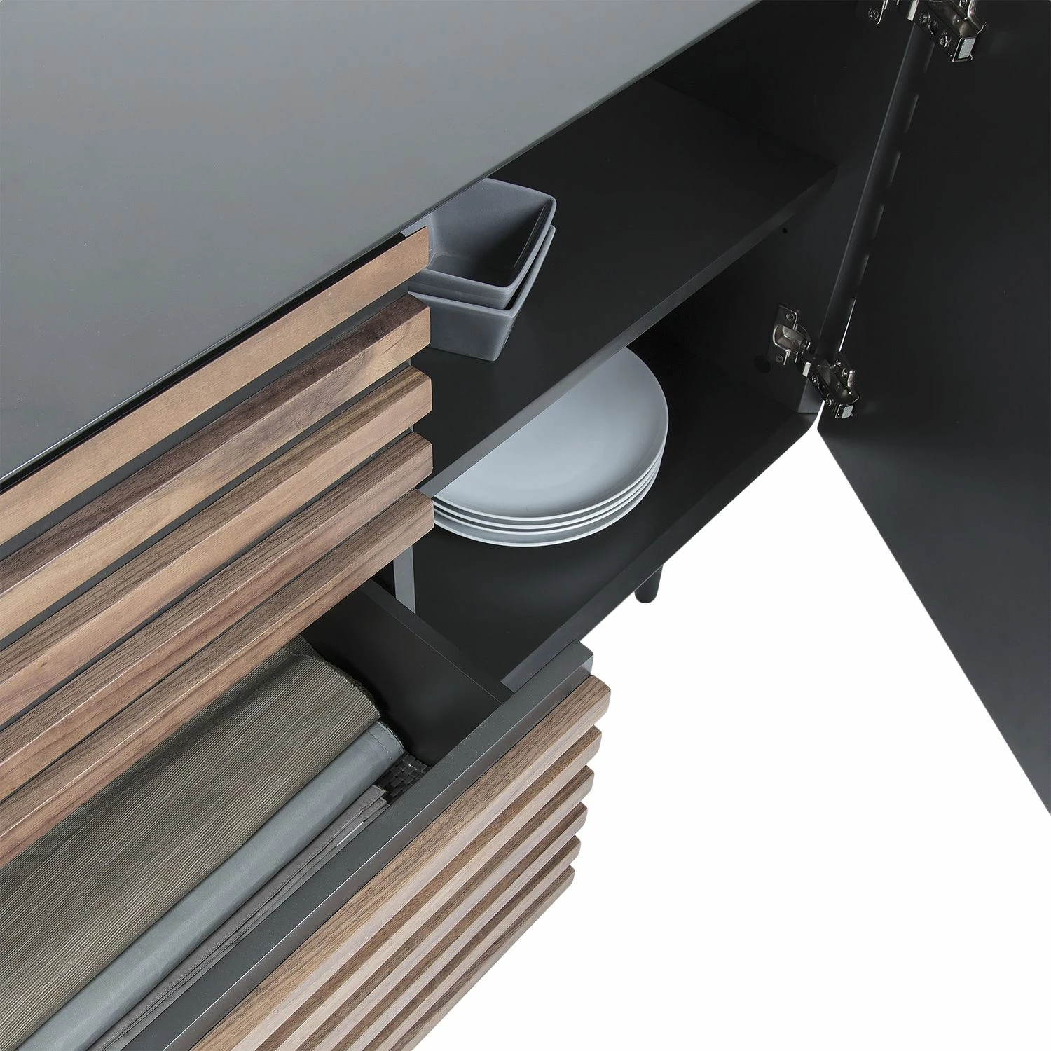 Norrwood Sideboard Kipra - Echtholzfurnier - Walnuss / Graphit 6 Norrwood Sideboard Kipra - Echtholzfurnier - Walnuss / Graphit – Bild 4