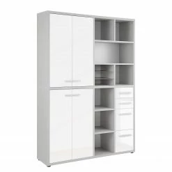 Maja Möbel Aktenschrank Set Plus V - Farbe - Weiß / Platingrau
