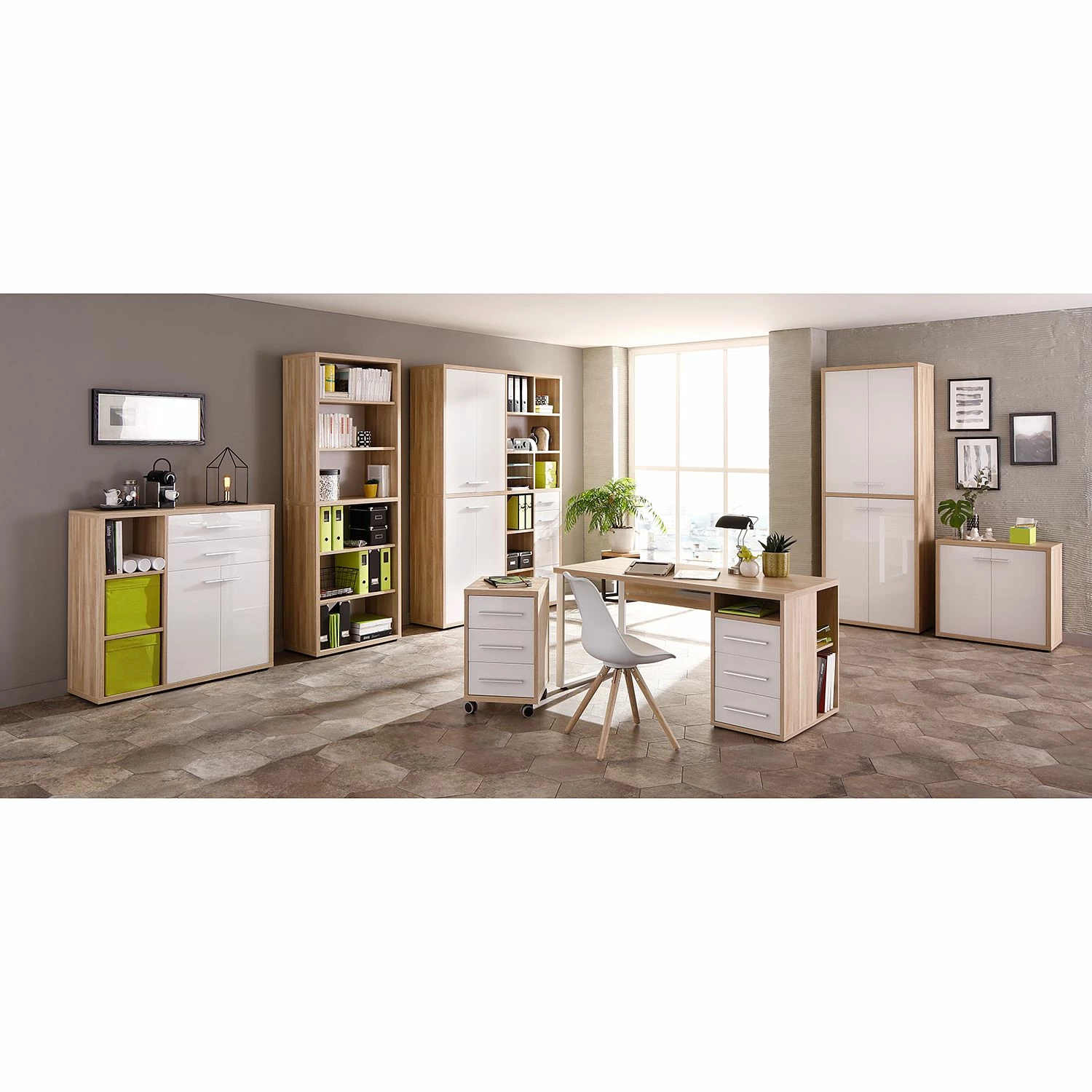 Maja Möbel Aktenschrank Set Plus III - Farbe - Weiß / Eiche Dekor 5 Maja Möbel Aktenschrank Set Plus III - Farbe - Weiß / Eiche Dekor – Bild 3