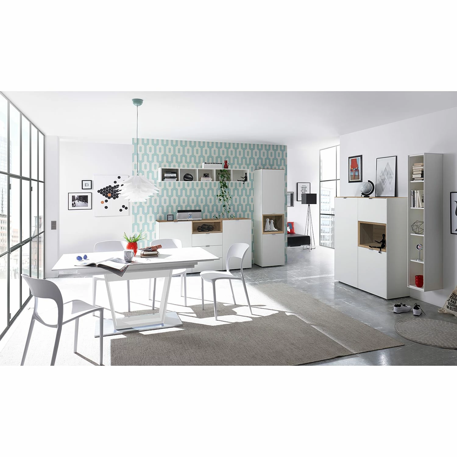 Loftscape Sideboard Batchelor II - Weiß / Eiche Dekor 4 Loftscape Sideboard Batchelor II - Weiß / Eiche Dekor – Bild 2