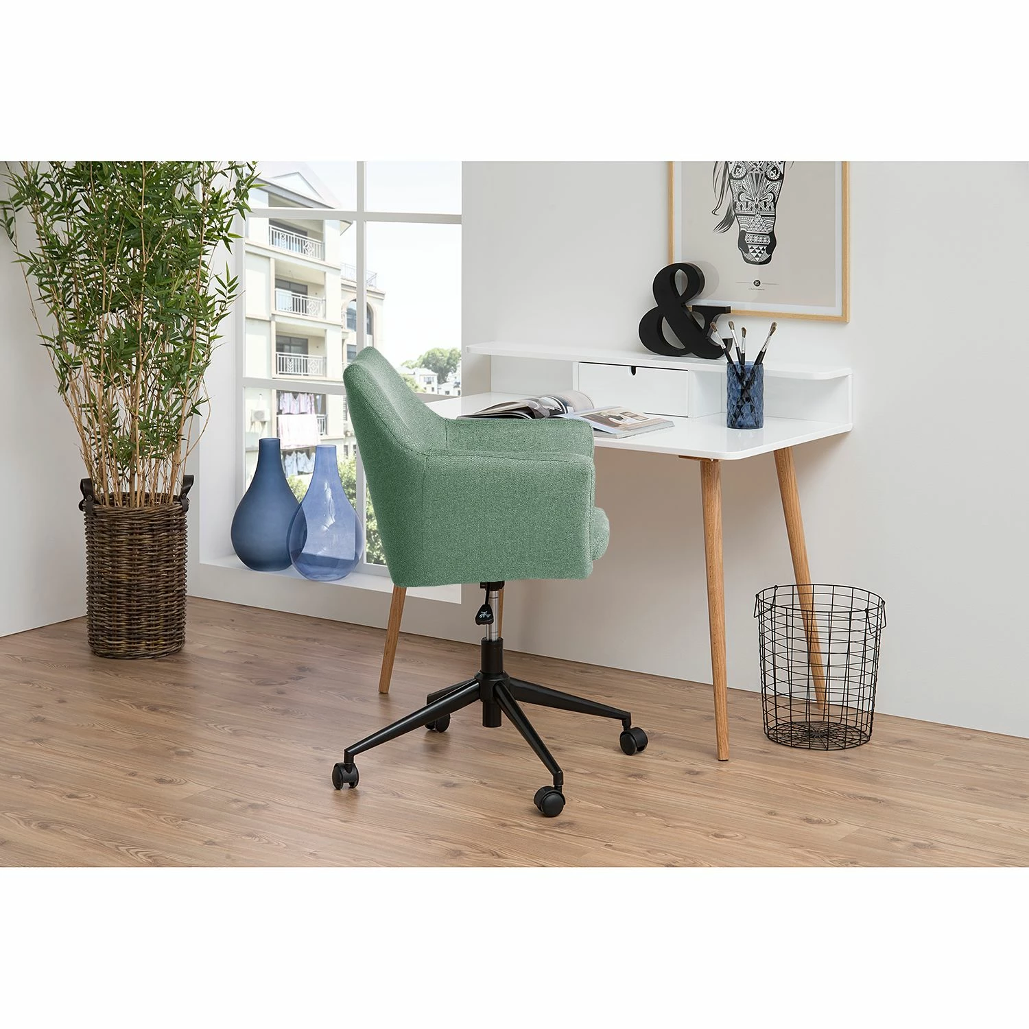 Mørteens Bürodrehstuhl Nicholas II - Webstoff Cors: Mintgrau - Schwarz 4 Mørteens Bürodrehstuhl Nicholas II - Webstoff Cors: Mintgrau - Schwarz – Bild 2