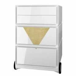 EasyOffice by Paperflow Rollcontainer easyBox Classic Chic I - Kunststoff - Weiß / Gold