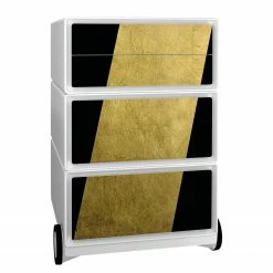EasyOffice by Paperflow Rollcontainer easyBox Classic Chic II - Kunststoff - Gold / Weiß