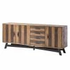 Ars manufacti Sideboard Tamati II - Pinie massiv / Eisen - Pinie / Schwarz