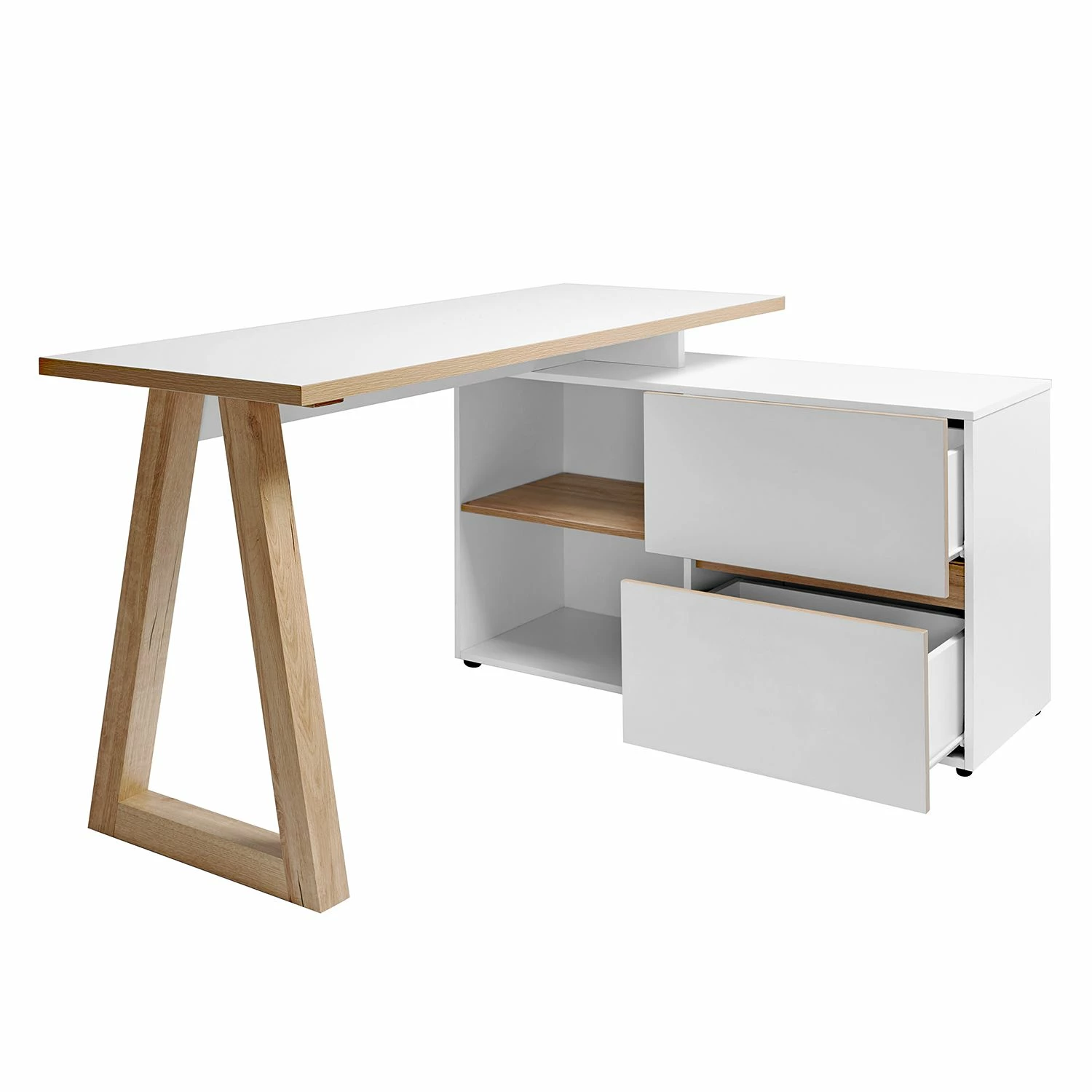 Jahnke Schreibtisch CLUB C 145 E - Weiß / Kerneiche Dekor 9 Jahnke Schreibtisch CLUB C 145 E - Weiß / Kerneiche Dekor – Bild 7