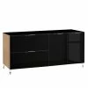 Maja Möbel Sideboard Shino II - Glas Schwarz / Eiche Riviera Dekor
