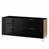 Maja Möbel Sideboard Shino III - Glas Schwarz / Eiche Riviera Dekor