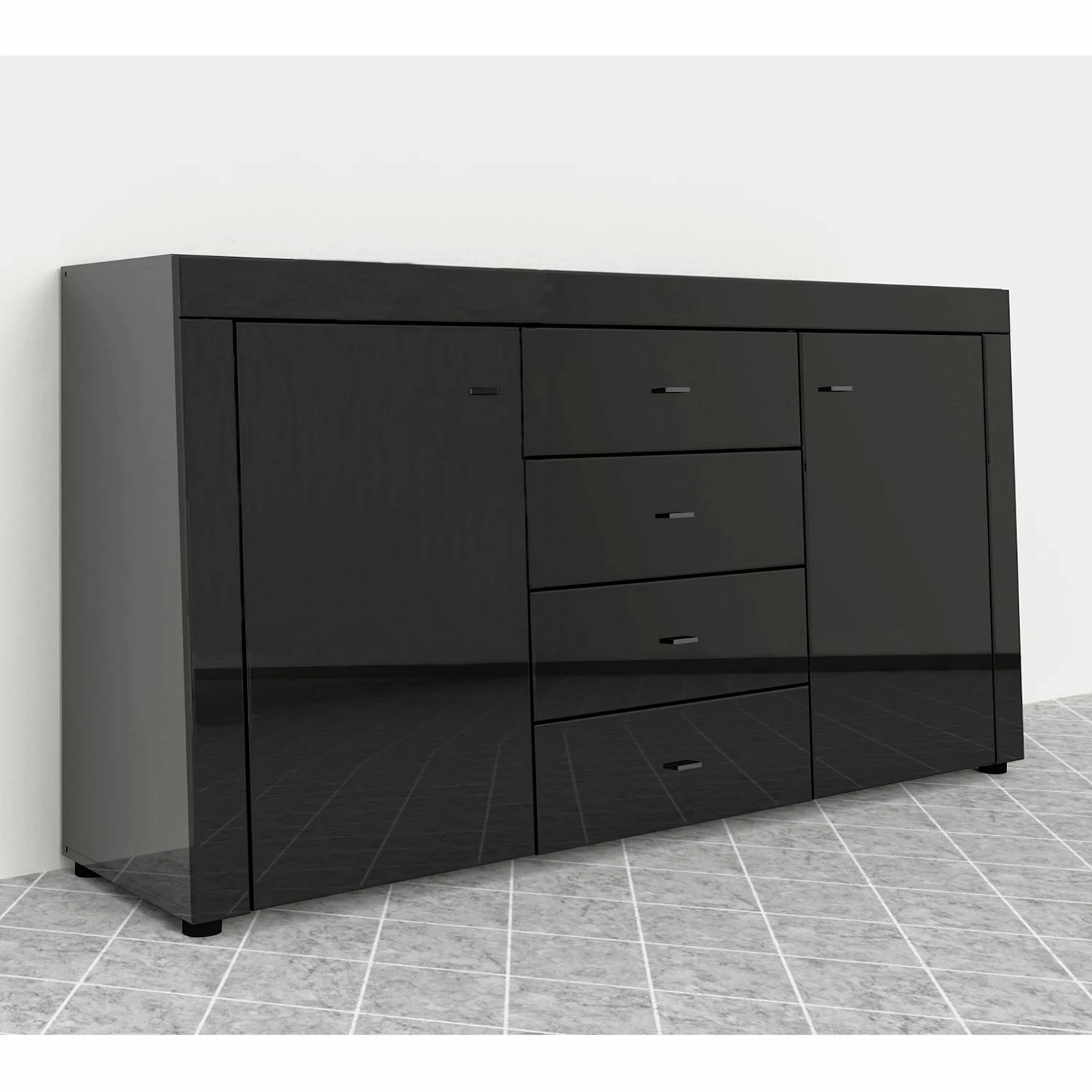 Loftscape Sideboard Moitin - Hochglanz Schwarz / Schwarz 4 Loftscape Sideboard Moitin - Hochglanz Schwarz / Schwarz – Bild 2