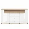 Loftscape Sideboard Jaguare - Hochglanz Weiß / Eiche Ribbeck Dekor