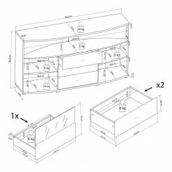 Loftscape Sideboard Jaguare - Hochglanz Weiß / Eiche Ribbeck Dekor -Möbel Verkäufe 2024 1000171366 191211 13361400003 SKETCH DETAILS P000000001000171366 sketch