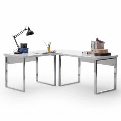 Fredriks Schreibtisch Paddington II - Hochglanz Weiß / Chrom -Möbel Verkäufe 2024 1000176929 190919 07111900005 DETAILS P000000001000176929