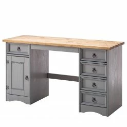 Maison Belfort Schreibtisch Finca Rustica I - Kiefer massiv - Kiefer Grau