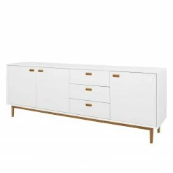 Tenzo Sideboard Svea III - Weiß / Eiche Dekor