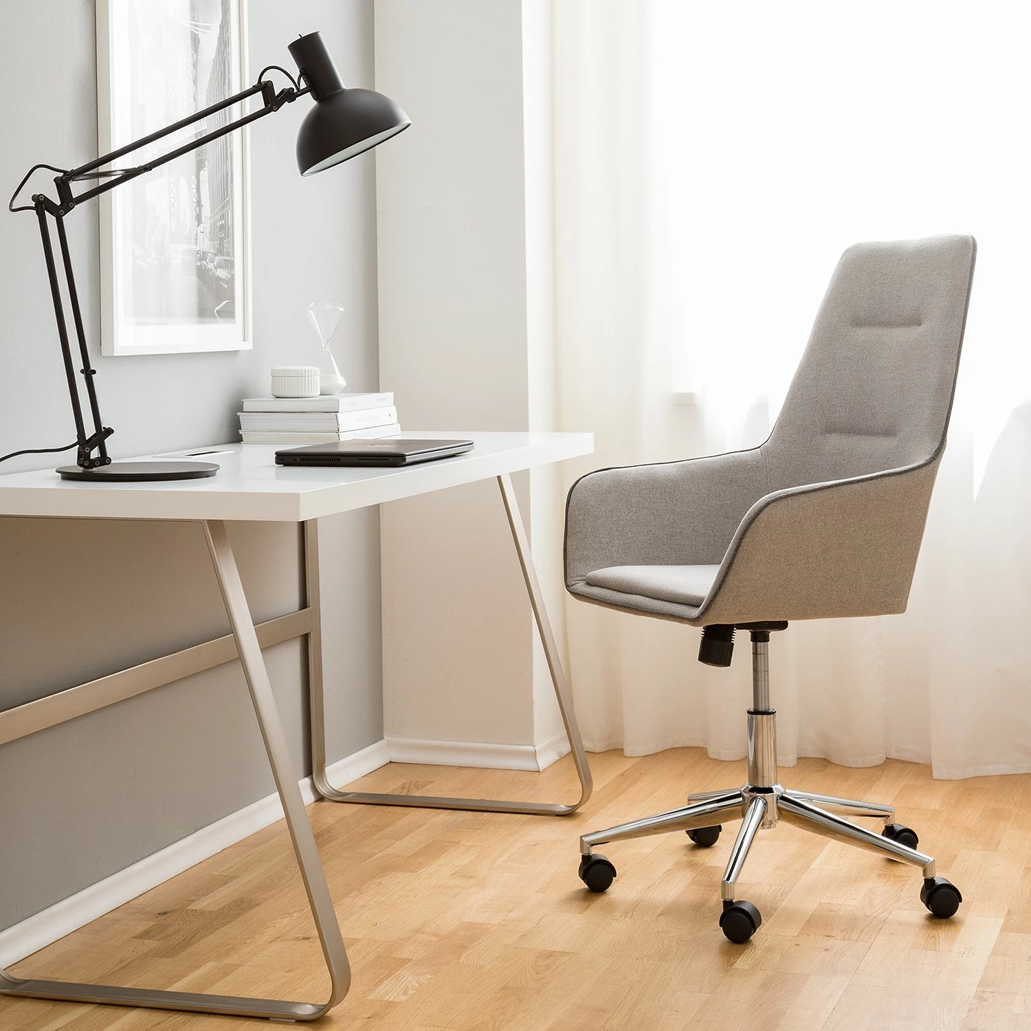 Fredriks Bürodrehstuhl Skabu - Webstoff / Metall - Chrom - Grau 4 Fredriks Bürodrehstuhl Skabu - Webstoff / Metall - Chrom - Grau – Bild 2