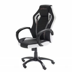 Home24office Gaming Chair Emra - Kunstleder / Nylon - Weiß / Schwarz