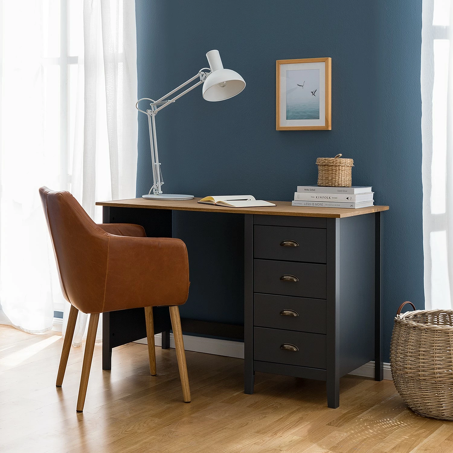 Maison Belfort Schreibtisch Rivery - Kiefer massiv - Anthrazit 4 Maison Belfort Schreibtisch Rivery - Kiefer massiv - Anthrazit – Bild 2