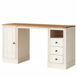 Maison Belfort Schreibtisch Lillehammer - Kiefer massiv - Kiefer Weiß / Kiefer Honig