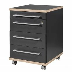 Germania Rollcontainer Eugene - Anthrazit / Nussbaum Dekor