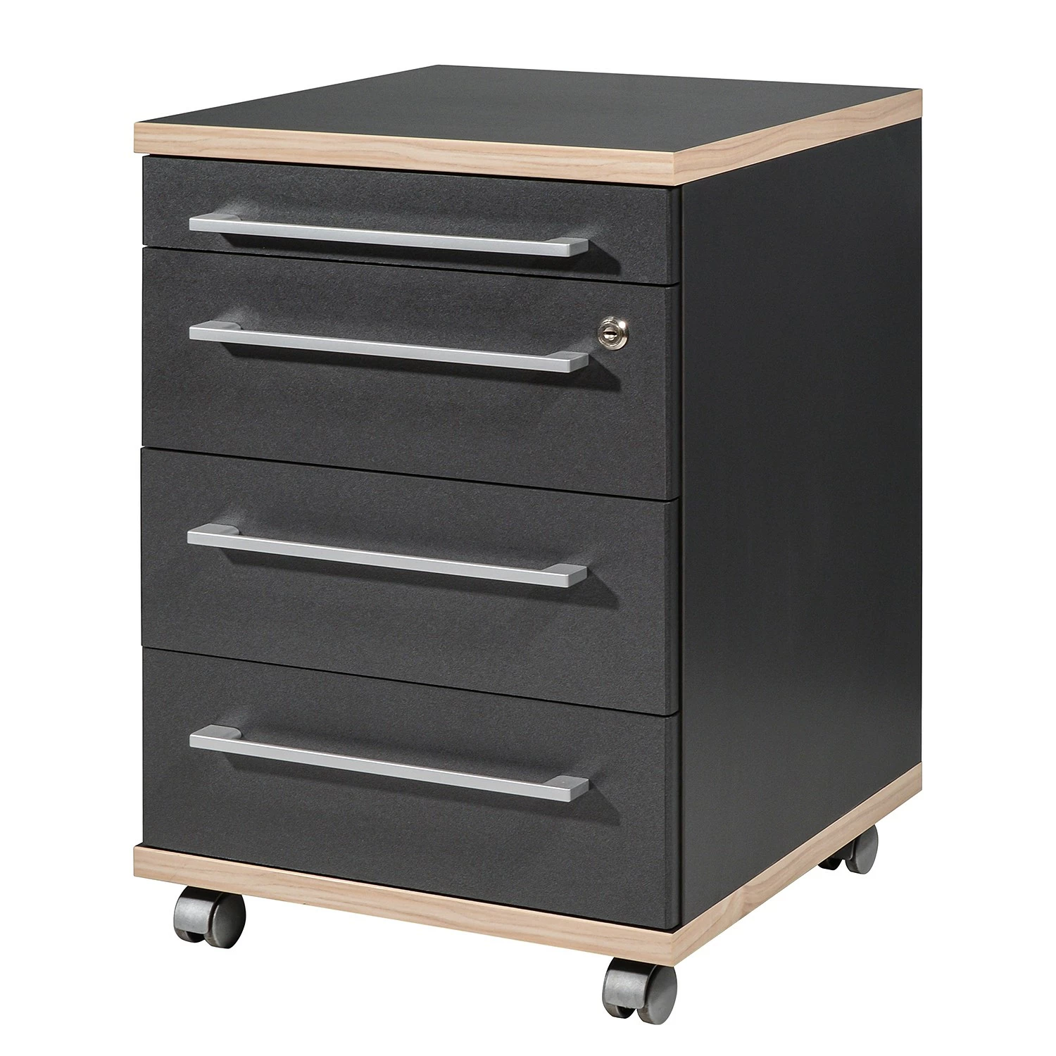 Germania Rollcontainer Eugene - Anthrazit / Nussbaum Dekor 3 Germania Rollcontainer Eugene - Anthrazit / Nussbaum Dekor