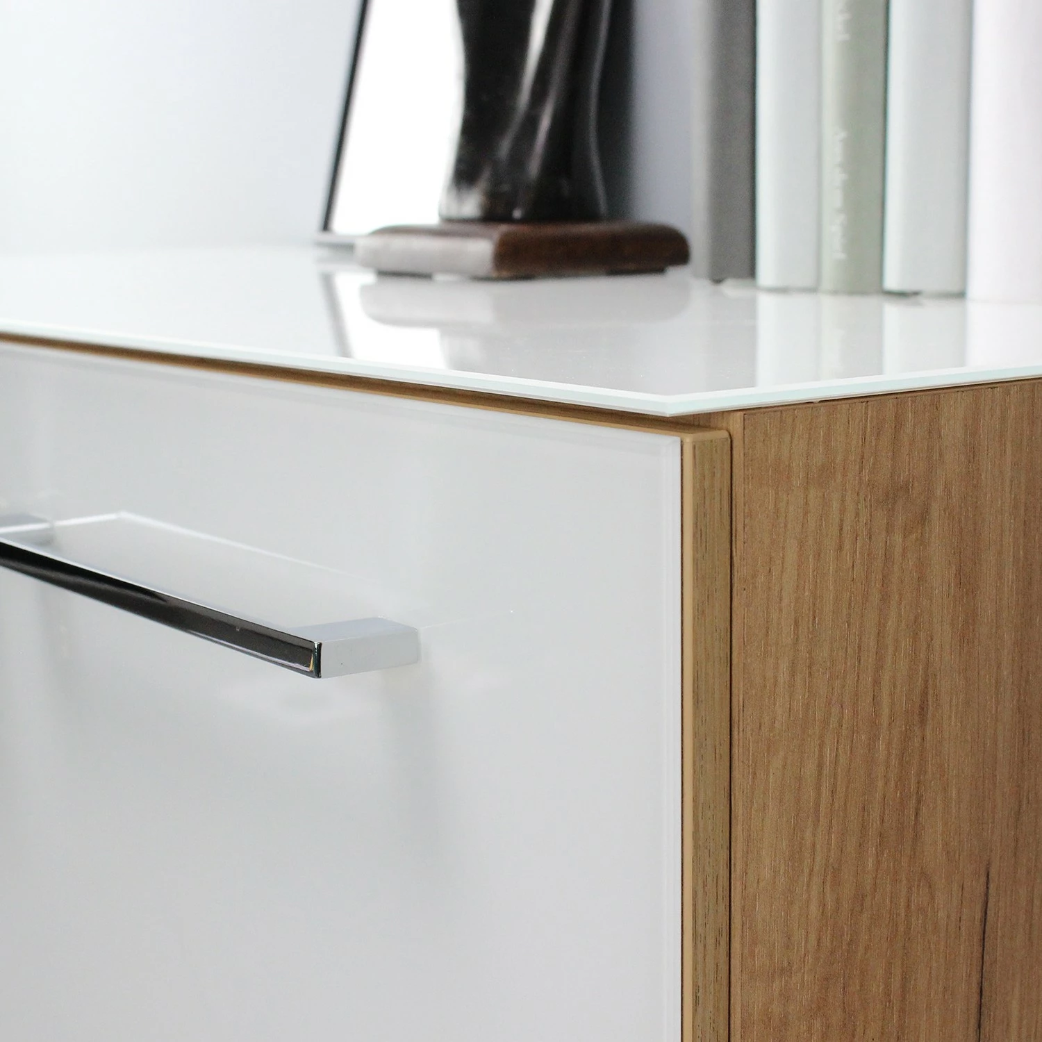 Germania Büroset Monteria I (5-teilig) - Glas - Weiß / Eiche Navarra Dekor 11 Germania Büroset Monteria I (5-teilig) - Glas - Weiß / Eiche Navarra Dekor – Bild 9