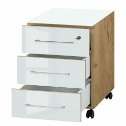 Germania Büroset Monteria V (3-teilig) - Glas - Weiß / Eiche Navarra Dekor -Möbel Verkäufe 2024 1000189547 191022 12050400195 DETAILS P000000001000189547