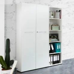 Germania Büroset Monteria III (2-teilig) - Glas - Weiß / Chrom