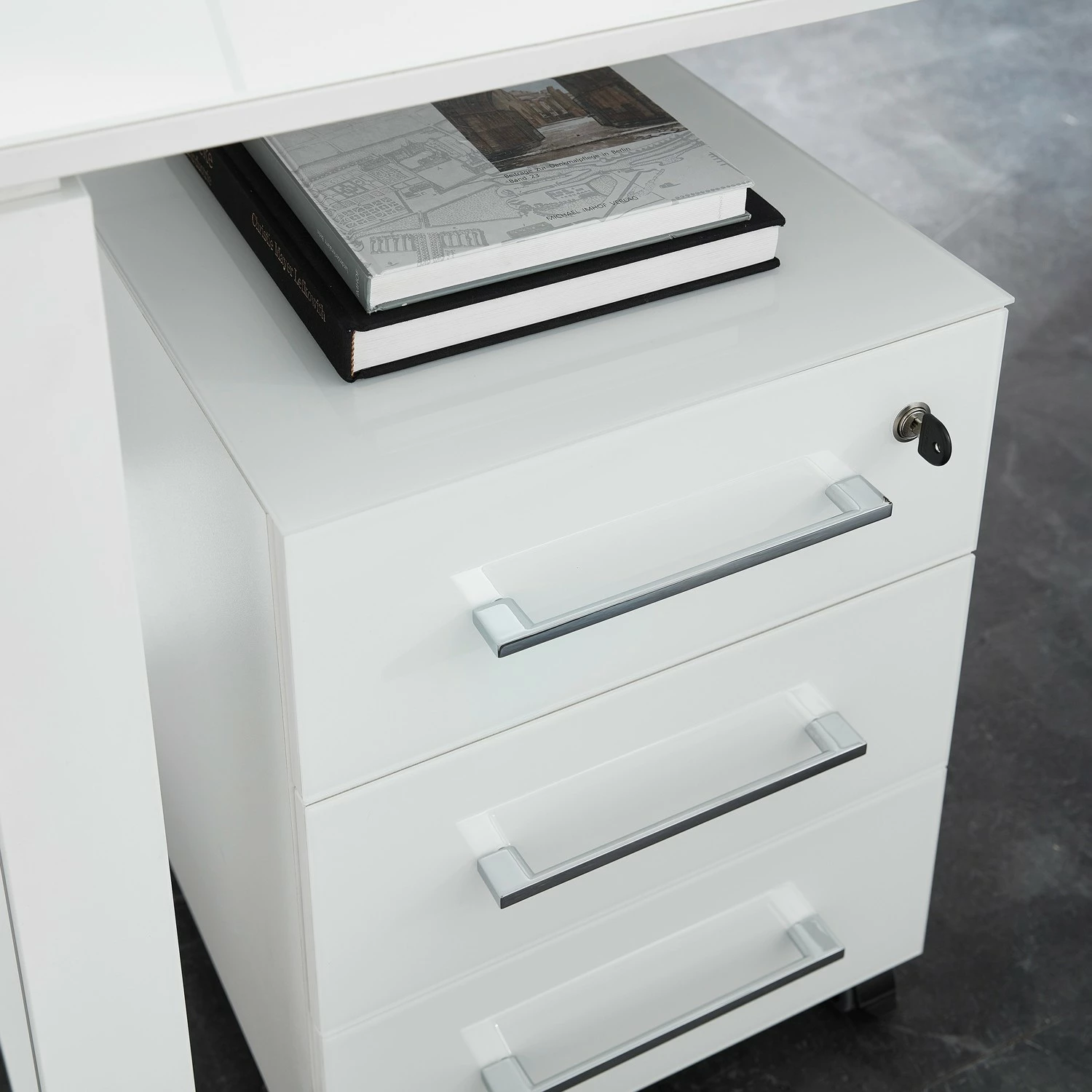 Germania Büroset Monteria II (2-teilig) - Glas - Weiß / Chrom 8 Germania Büroset Monteria II (2-teilig) - Glas - Weiß / Chrom – Bild 6