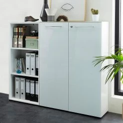 Germania Büroset Monteria IV (2-teilig) - Glas - Weiß / Chrom