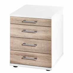 Furnitive Standcontainer Lezan - Silber - Eiche Sonoma Dekor / Weiß