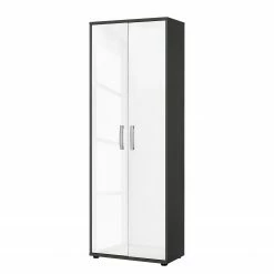 Furnitive Aktenschrank Buzy - Hochglanz Weiß / Anthrazit - Höhe: 182 cm