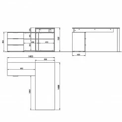 Germania Eckschreibtisch Ancona - Metall - Kaschmir / Nussbaum Dekor -Möbel Verkäufe 2024 1000196989 200317 12580300001 SKETCH DETAILS P000000001000196989 sketch