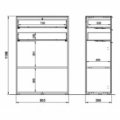 Germania Aktenschrank Ancona II - Kaschmir / Nussbaum Dekor -Möbel Verkäufe 2024 1000196990 191203 06445800039 SKETCH DETAILS P000000001000196990 sketch