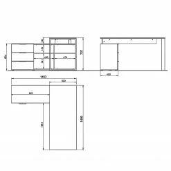 Germania Büroset Ancona I (2-teilig) - Metall - Kaschmir / Nussbaum Dekor -Möbel Verkäufe 2024 1000197004 191203 06450000099 SKETCH DETAILS P000000001000197004 sketch