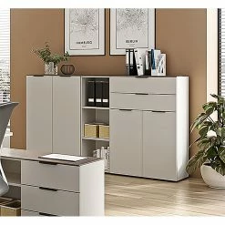 Germania Büroset Ancona (3-teilig) - Metall - Kaschmir / Nussbaum Dekor