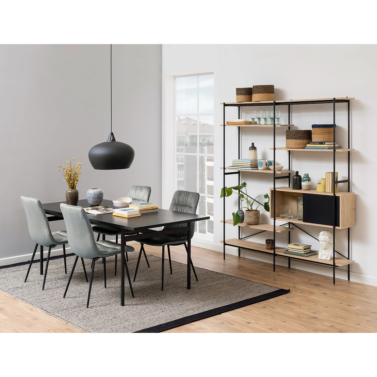 Norrwood Regal Alsace - Wildeiche Dekor / Schwarz 4 Norrwood Regal Alsace - Wildeiche Dekor / Schwarz – Bild 2