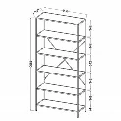 Fredriks Regal Meon II - Eiche Grau Dekor -Möbel Verkäufe 2024 1000201090 200814 14304400011 SKETCH DETAILS P000000001000201090 sketch
