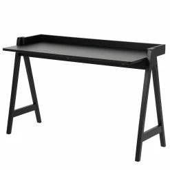 Norrwood Schreibtisch Mims - Gummibaum massiv - Eiche Schwarz / Schwarz