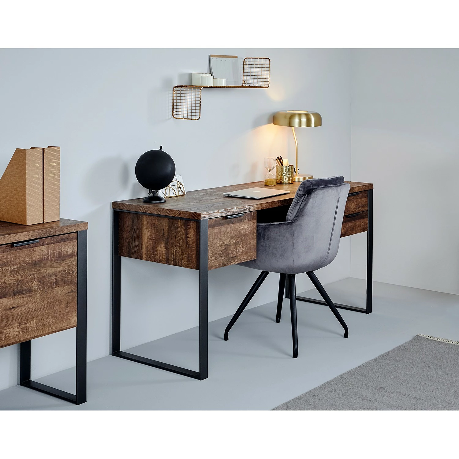 Jahnke Schreibtisch Loop - Stahl - Anthrazit - Vintage Eiche Dekor 6 Jahnke Schreibtisch Loop - Stahl - Anthrazit - Vintage Eiche Dekor – Bild 4