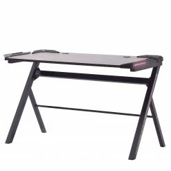 Furnitive Gaming Tisch mcRacing Basic 3 - (mit LED Beleuchtung) - Stahl - Carbon Dekor / Schwarz