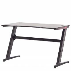 Furnitive Gaming Tisch mcRacing Basic 5 - (mit LED Beleuchtung) - Stahl - Carbon Dekor / Schwarz